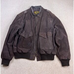 G-III Global Identity Mens Brown Suede Leather Bomber Jacket Vintage L RN 54163